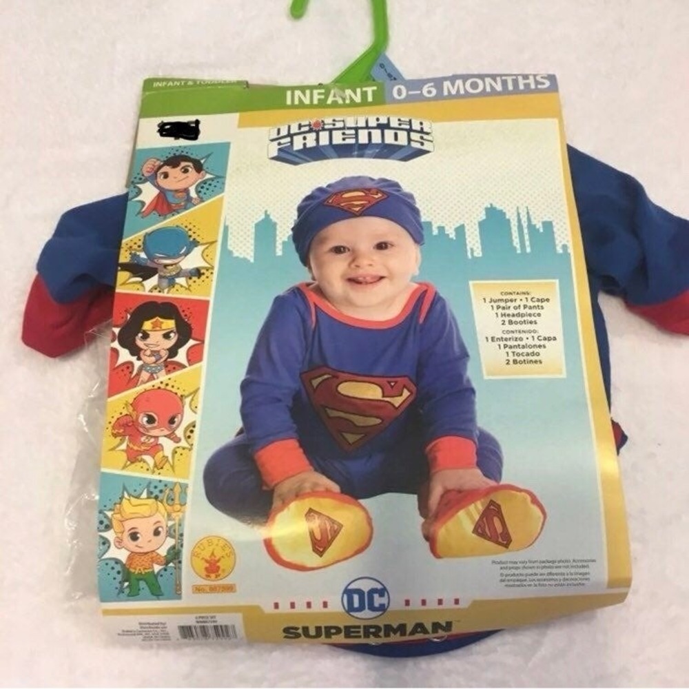 DC Super Friends Superman Costume Infant 6-12m Months Blue New 5pc Set 887599